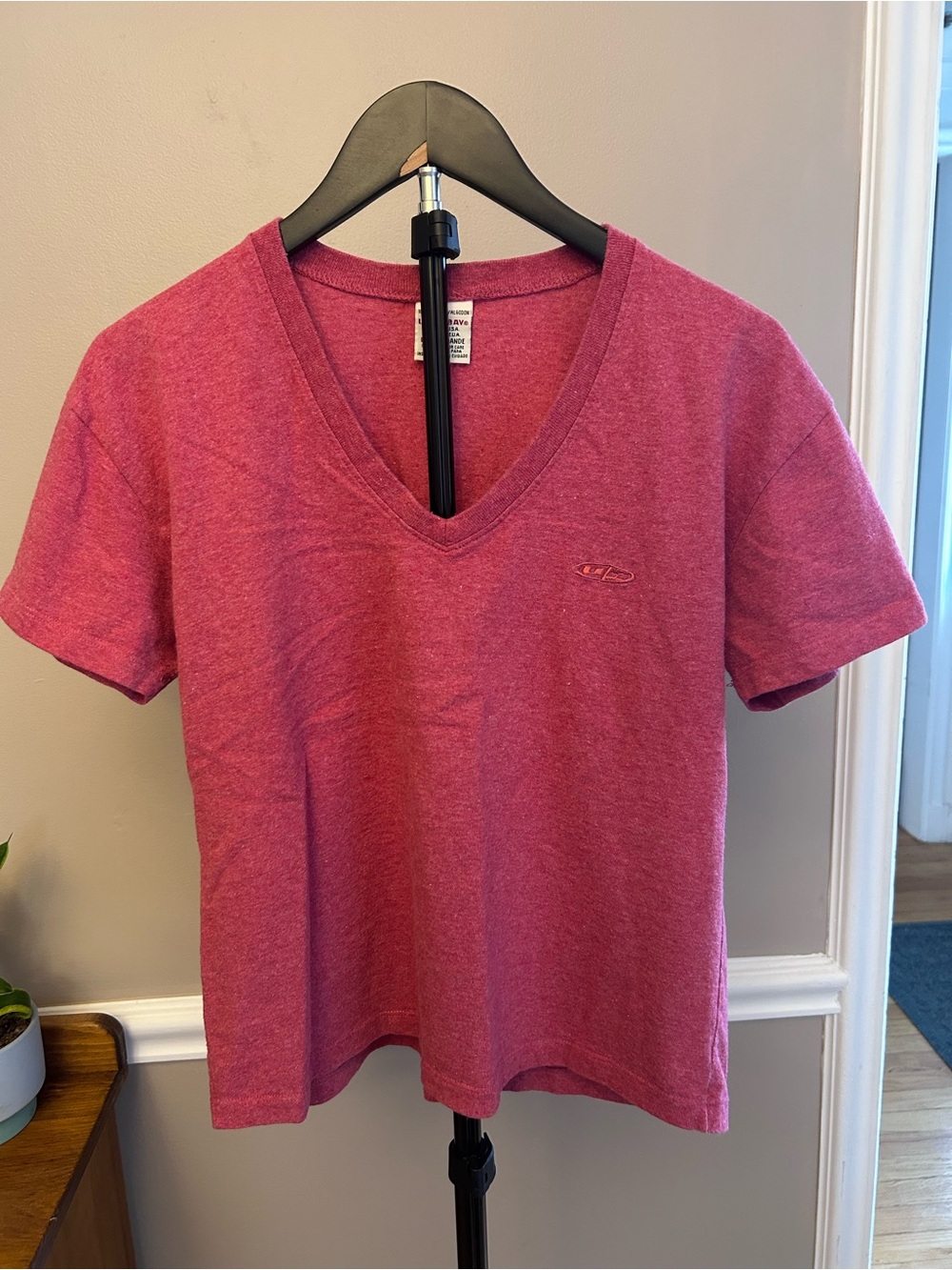 UNIONBAY Heathered Raspberry V-Neck Short Sleeve Tee